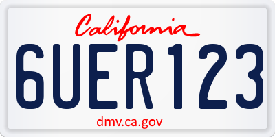CA license plate 6UER123