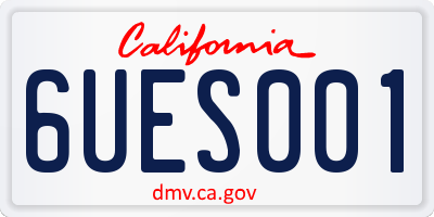 CA license plate 6UES001