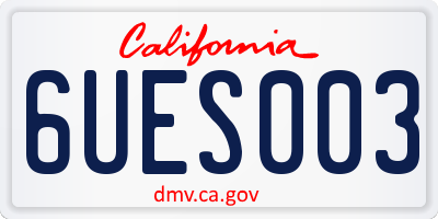 CA license plate 6UES003