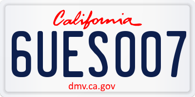 CA license plate 6UES007