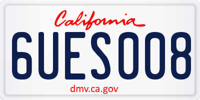 CA license plate 6UES008