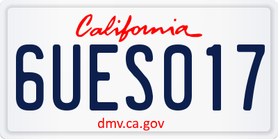 CA license plate 6UES017