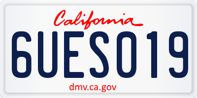 CA license plate 6UES019