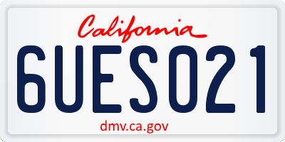CA license plate 6UES021