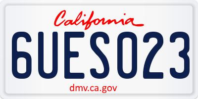 CA license plate 6UES023