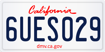 CA license plate 6UES029
