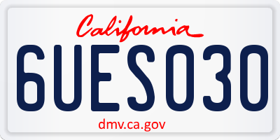 CA license plate 6UES030