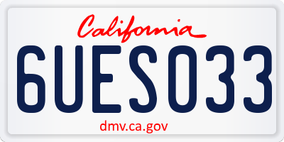 CA license plate 6UES033