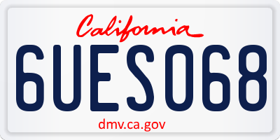 CA license plate 6UES068