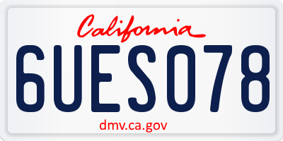 CA license plate 6UES078