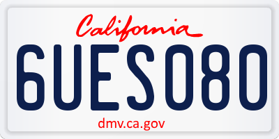 CA license plate 6UES080