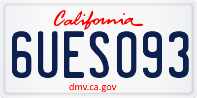 CA license plate 6UES093