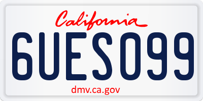 CA license plate 6UES099