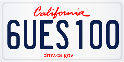 CA license plate 6UES100