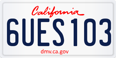 CA license plate 6UES103