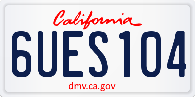 CA license plate 6UES104