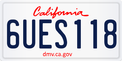 CA license plate 6UES118