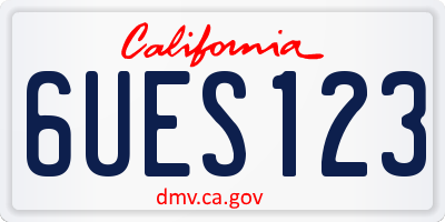 CA license plate 6UES123