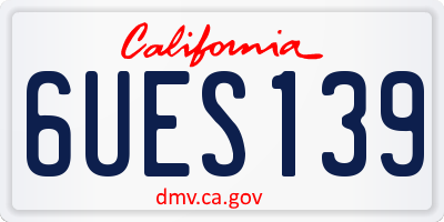 CA license plate 6UES139