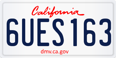 CA license plate 6UES163
