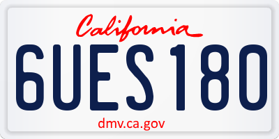 CA license plate 6UES180