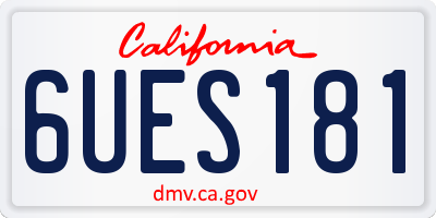 CA license plate 6UES181