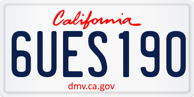 CA license plate 6UES190