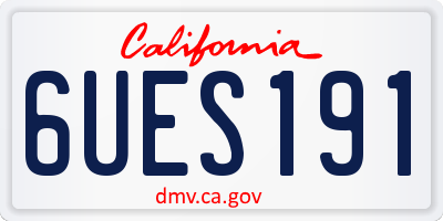 CA license plate 6UES191