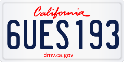 CA license plate 6UES193