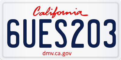 CA license plate 6UES203