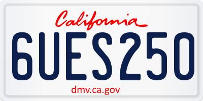 CA license plate 6UES250