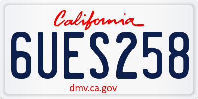 CA license plate 6UES258