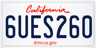 CA license plate 6UES260