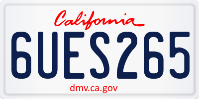 CA license plate 6UES265