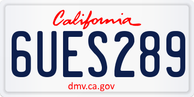 CA license plate 6UES289