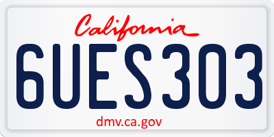CA license plate 6UES303