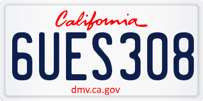 CA license plate 6UES308