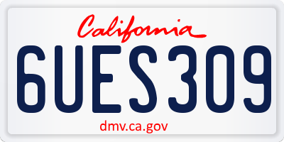 CA license plate 6UES309