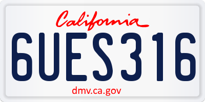 CA license plate 6UES316