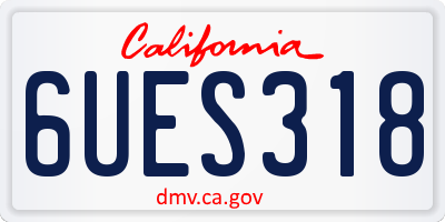 CA license plate 6UES318
