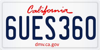 CA license plate 6UES360