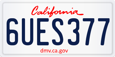 CA license plate 6UES377