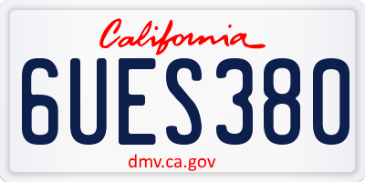 CA license plate 6UES380