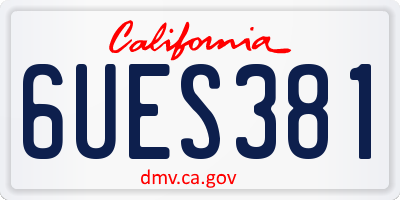 CA license plate 6UES381