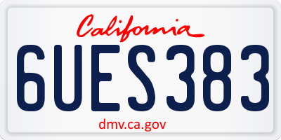 CA license plate 6UES383