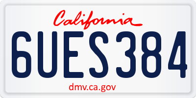 CA license plate 6UES384