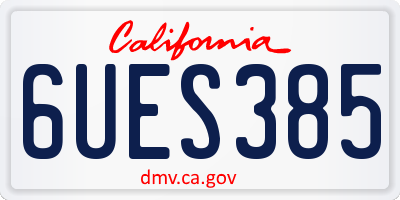 CA license plate 6UES385