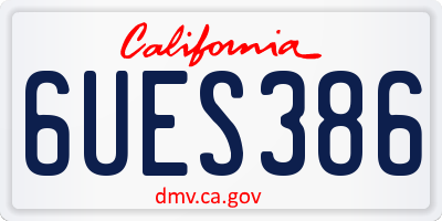 CA license plate 6UES386