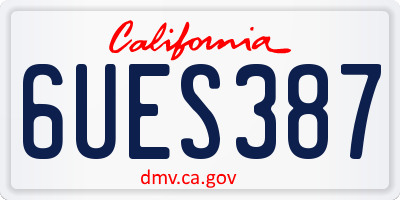 CA license plate 6UES387