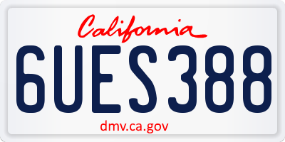 CA license plate 6UES388